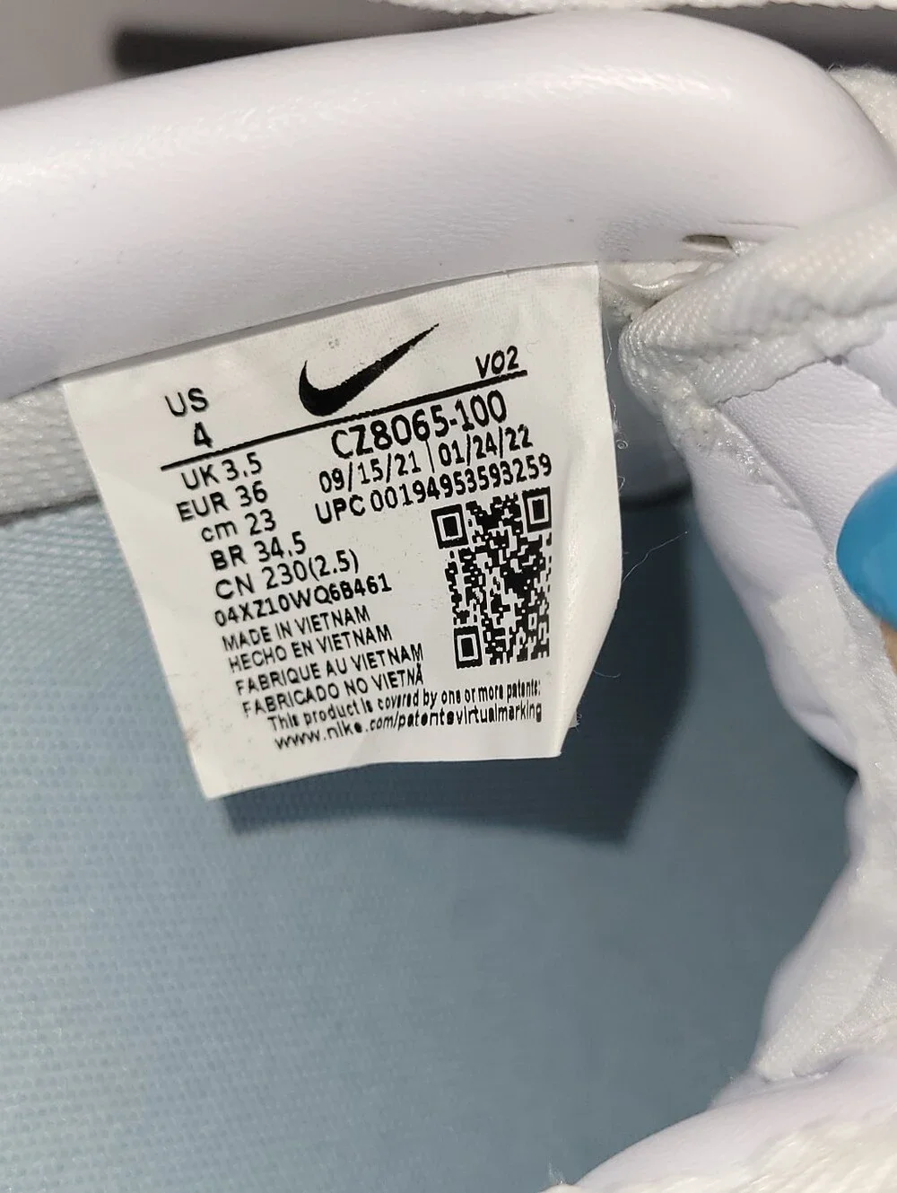 Nike Air Force 1 Low x Nocta Size 4 Kids White Leather Low-Top Sneakers